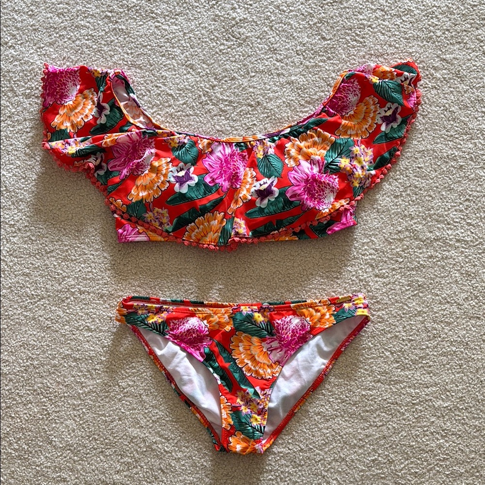 Floral Ruffle Bikini Set